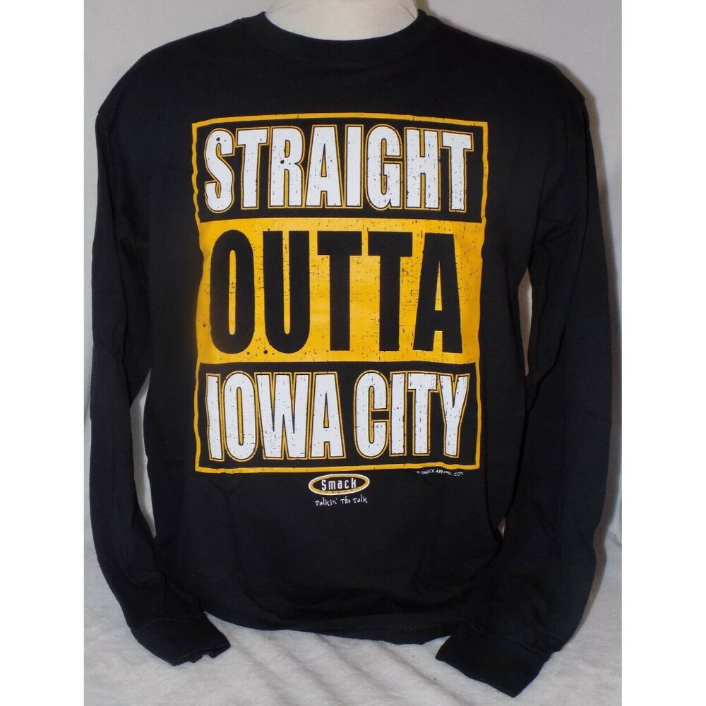 Straight Outta Iowa City Football Parody Grunge T Shirt Adult Large - Picture 2 of 6